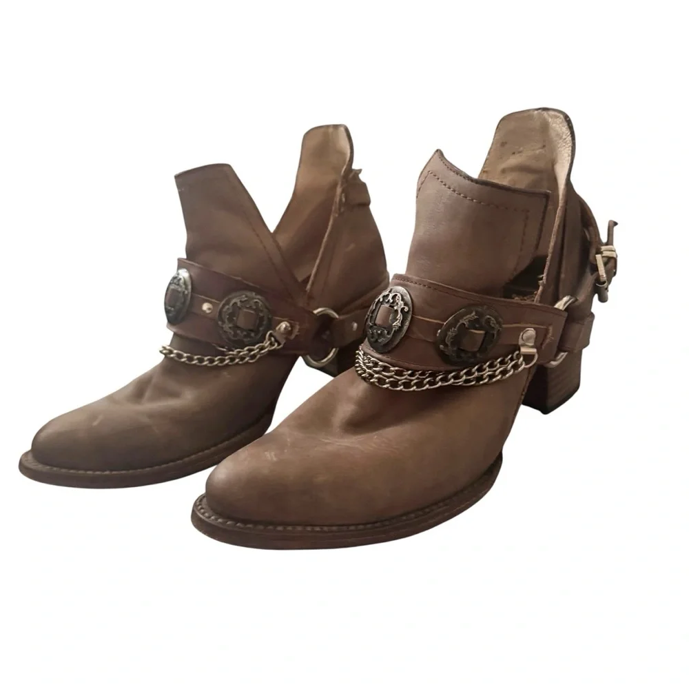 Freebird Mystic O Silver Ring Concho and Chain Western Handmade Leather Boots 11 - Picture 2 of 11